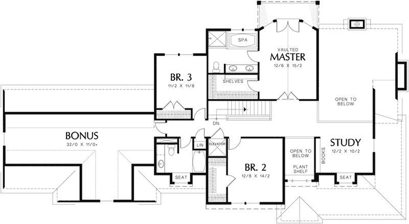 Arts & Crafts House Plan Second Floor - 011S-0205 - Shop House Plans and More