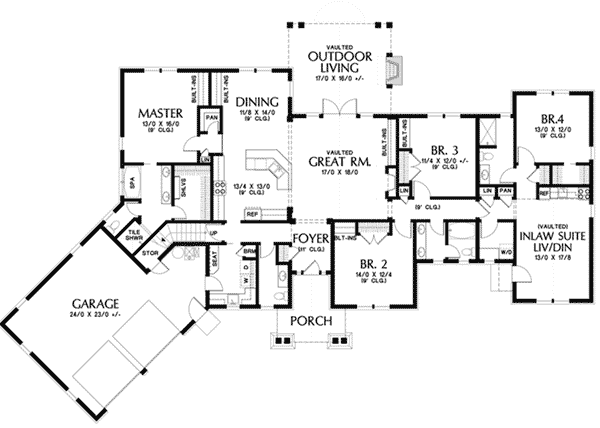 Shingle Home Plan First Floor 011S-0215