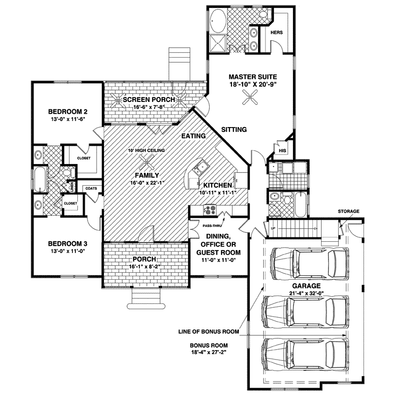 Craftsman Home Plan First Floor 013D-0156