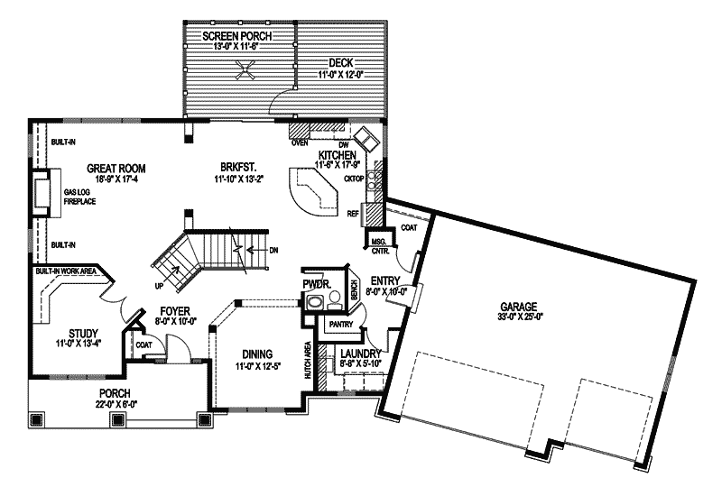 Craftsman Home Plan First Floor 013D-0179