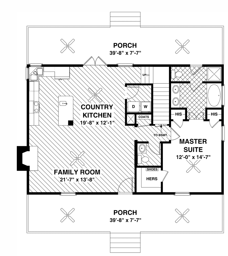 Country House Plan First Floor - Eunice Farm Country Home 013D-0199 | House Plans and More