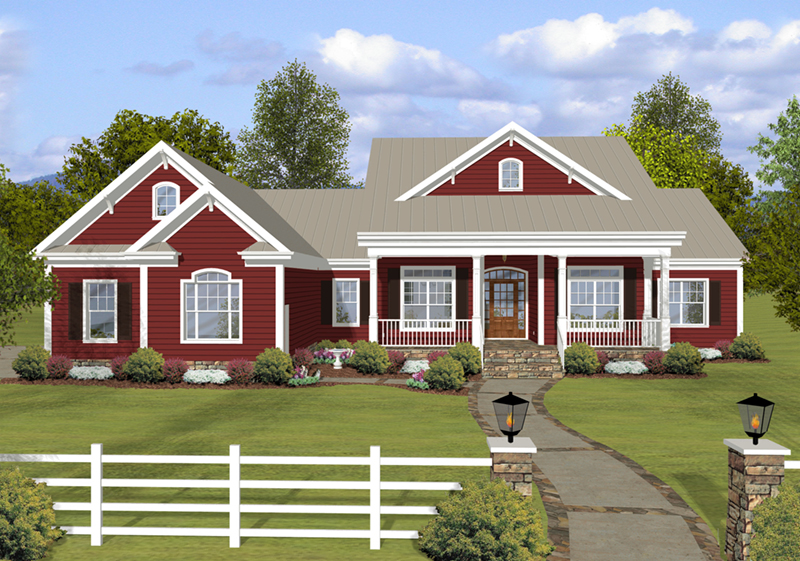 Ranch House Plan Front of Home - Cricket Creek Country Home 013D-0201 | House Plans and More