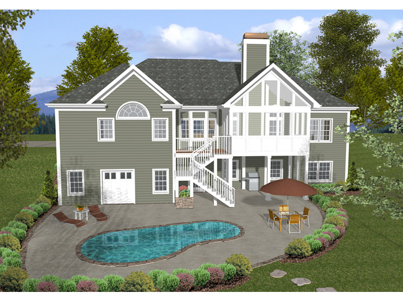 Farmhouse Plan Rear Photo 01 - Dewberry Falls Ranch Home 013D-0202 - Search House Plans and More