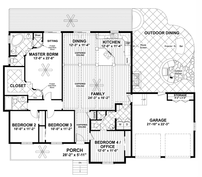 Rustic Home Plan First Floor 013D-0205