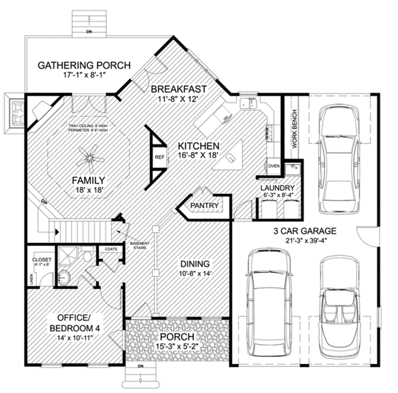 Traditional Home Plan First Floor 013D-0207