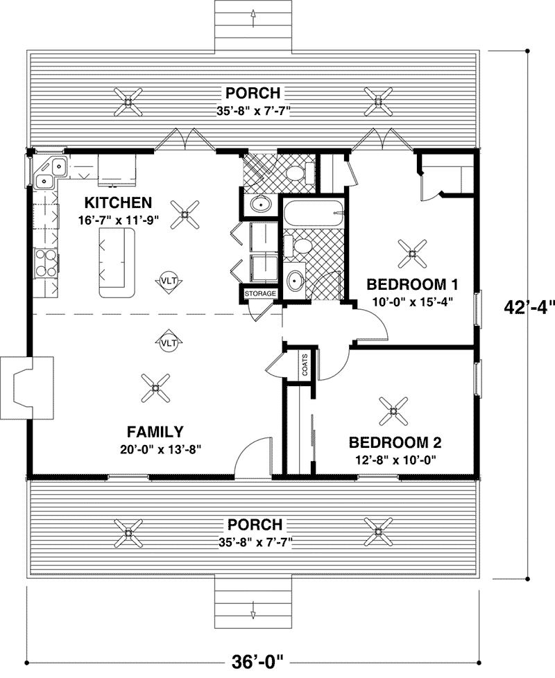 Ranch Home Plan First Floor 013D-0208