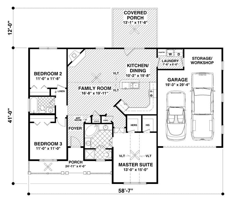 Craftsman Home Plan First Floor 013D-0209