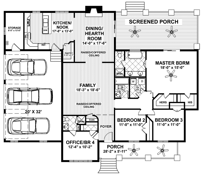 Ranch Home Plan First Floor 013D-0212
