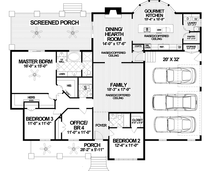 Ranch Home Plan First Floor 013D-0214