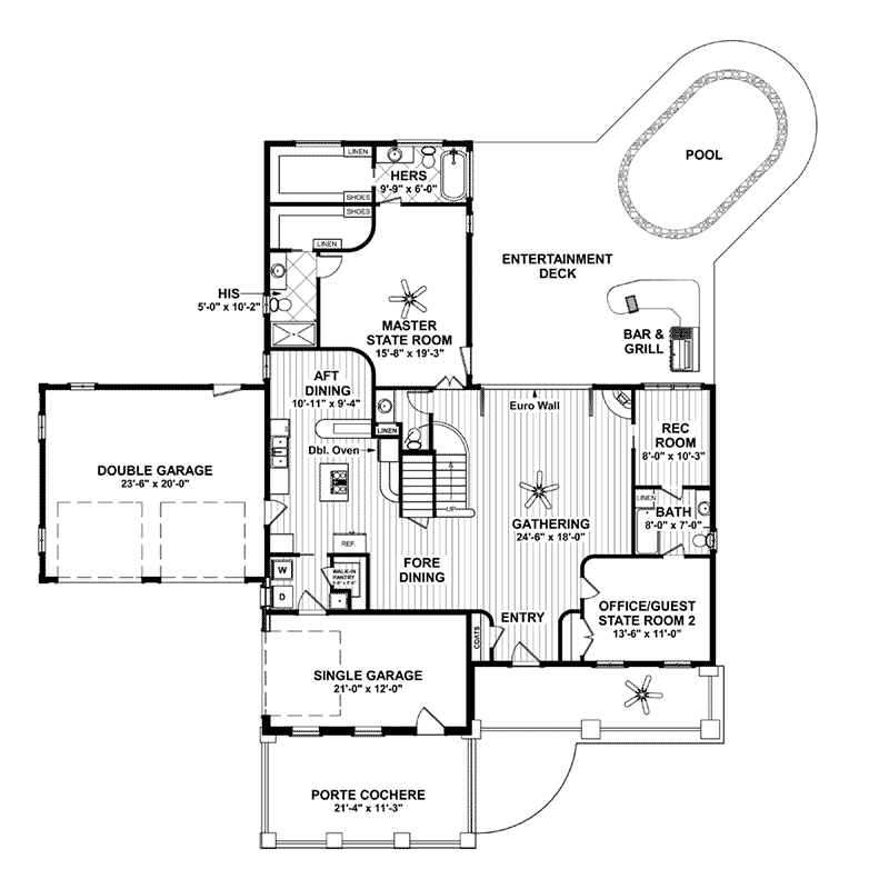 Cape Cod & New England House Plan First Floor - 013D-0215 - Shop House Plans and More