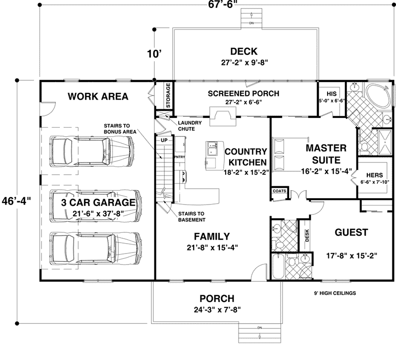 Country Home Plan First Floor 013D-0217