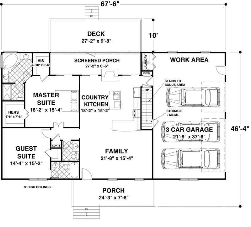 Country House Plan First Floor -  013D-0219 | House Plans and More