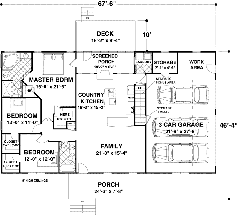 Cabin & Cottage Home Plan First Floor 013D-0220