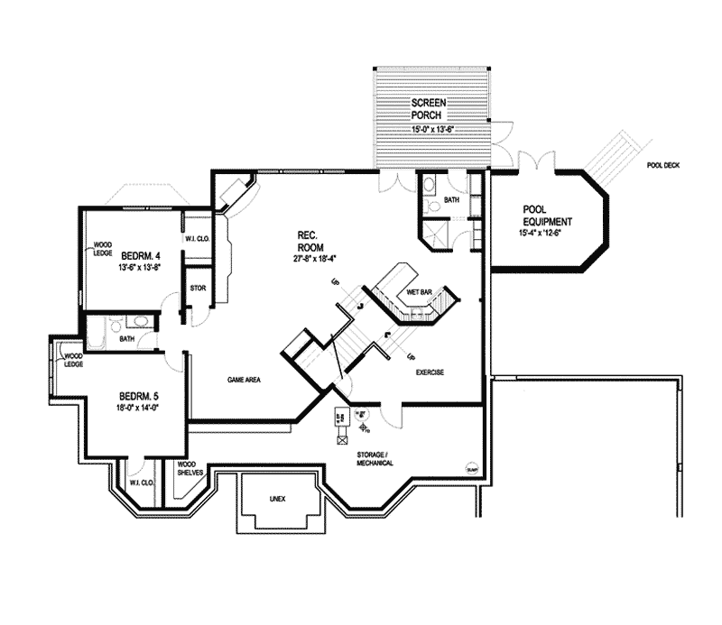 Prairie House Plan Lower Level Floor - Winborn Luxury Home 013S-0001 | House Plans and More