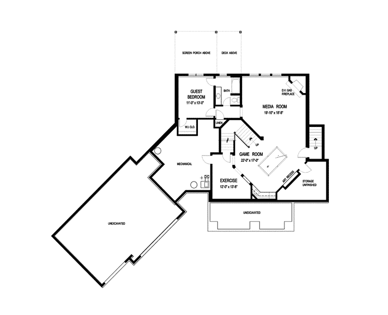Prairie House Plan Lower Level Floor - Strayhorn Luxury Home 013S-0006 | House Plans and More