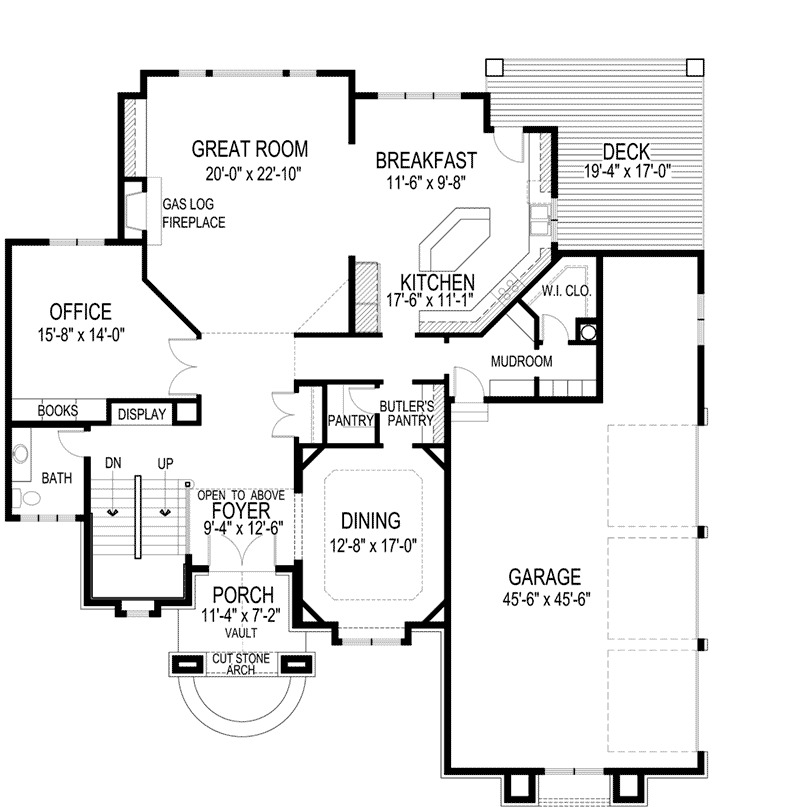 Arts & Crafts House Plan First Floor - Waterstone Luxury Home 013S-0009 - Shop House Plans and More