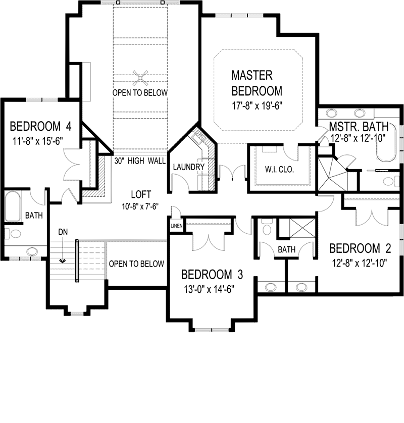 Arts & Crafts Home Plan Second Floor 013S-0009