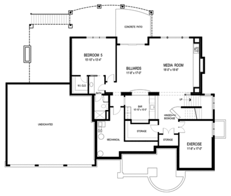Craftsman House Plan Lower Level Floor - Big Stone Ridge Craftsman Home 013S-0012 | House Plans and More
