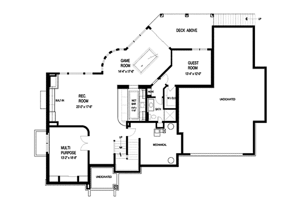 Prairie Style Floor Plan Home Plan Lower Level 013S-0015