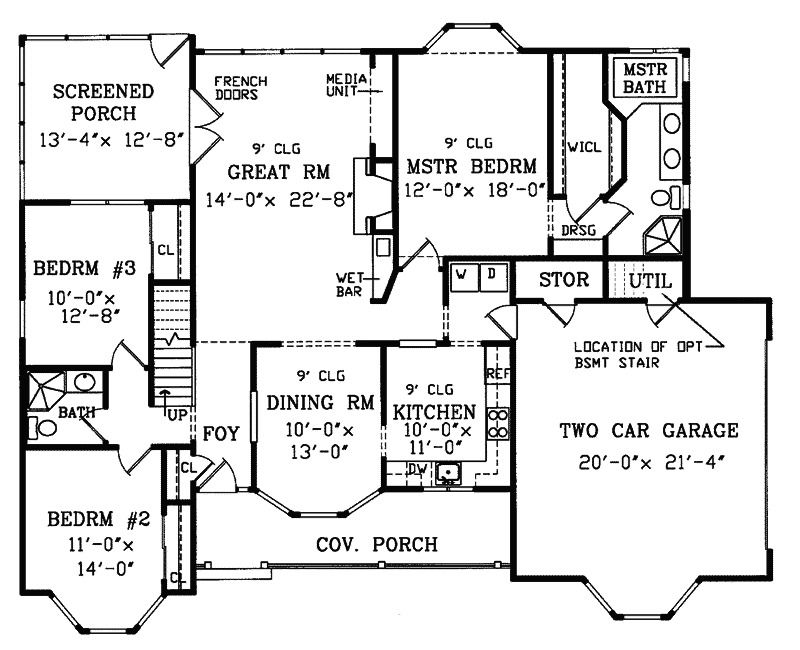 Southern Home Plan First Floor 016D-0003
