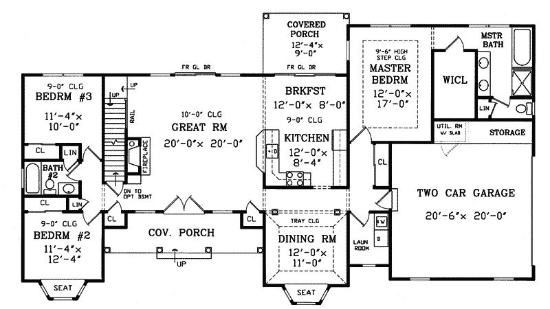 Ranch Home Plan First Floor 016D-0011
