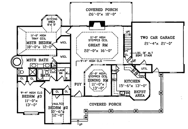 Southern Home Plan First Floor 016D-0049