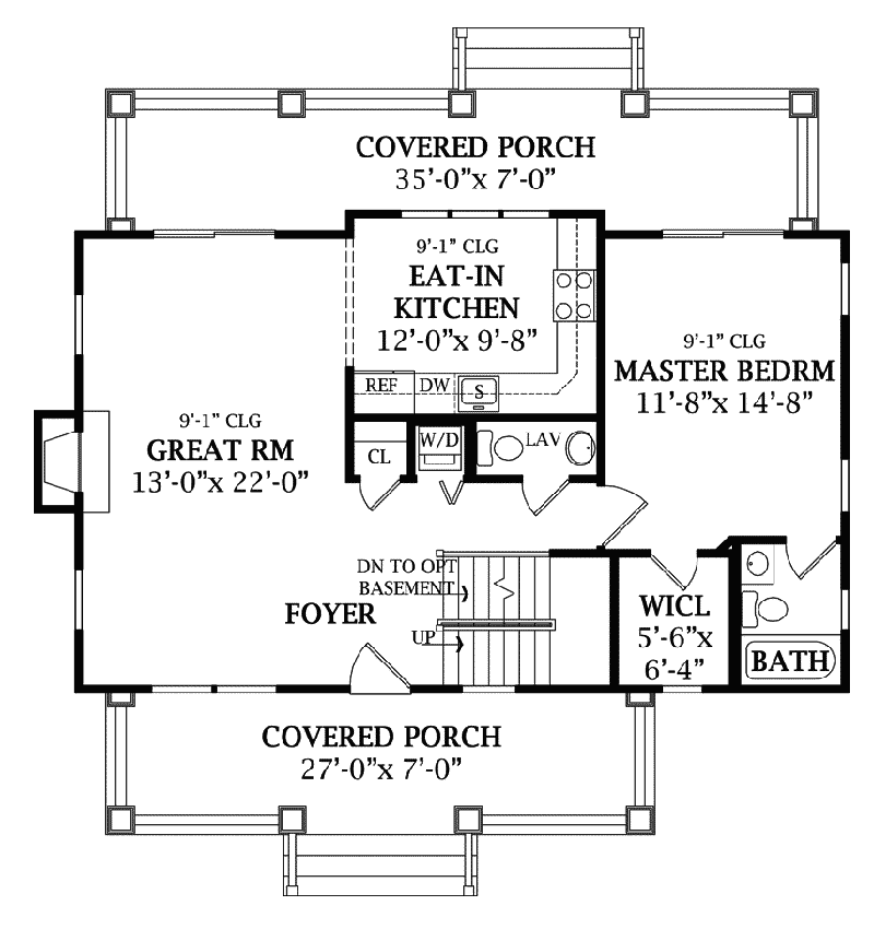 Country Home Plan First Floor 016D-0089