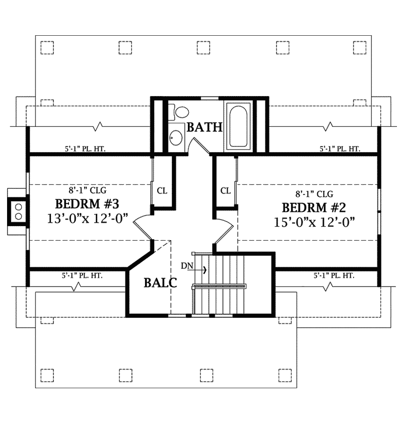 Bungalow House Plan Second Floor - Woodwill Quaint Bungalow Home 016D-0089 - Shop House Plans and More