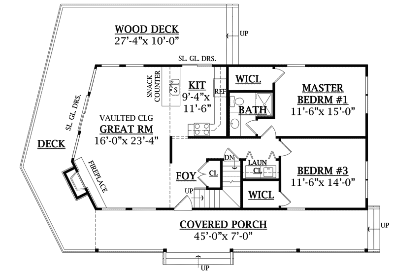Country House Plan First Floor - Quailrun Rustic Acadian Home 016D-0102 - Search House Plans and More