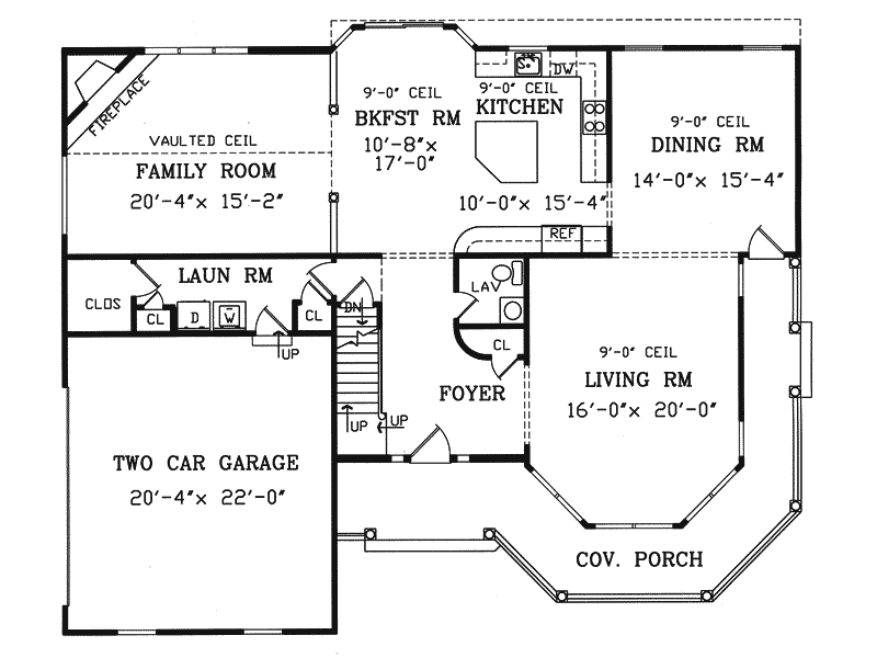 Traditional Home Plan First Floor 016D-0104