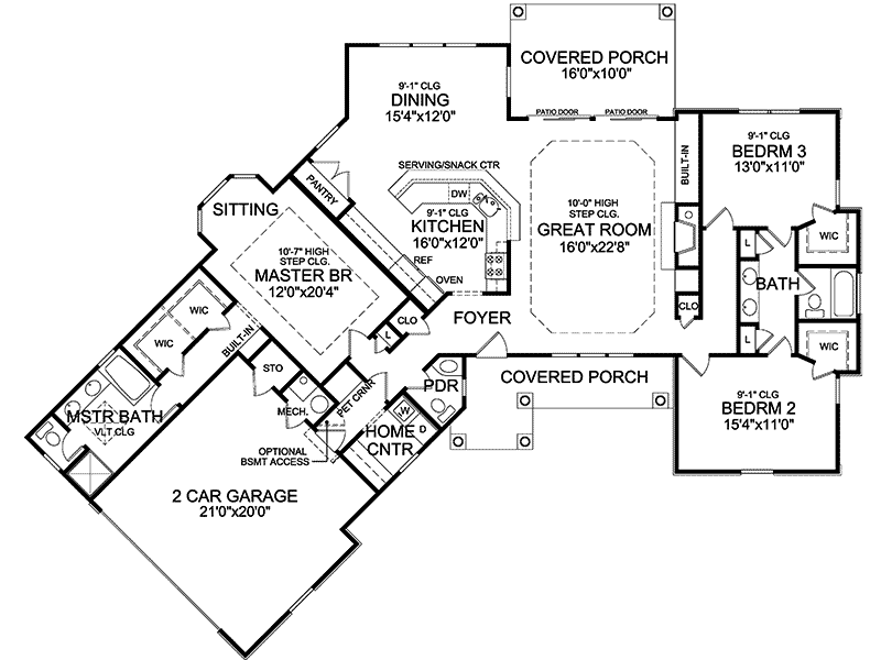 Ranch House Plan First Floor - Greensboro Craftsman Home 016D-0105 - Search House Plans and More