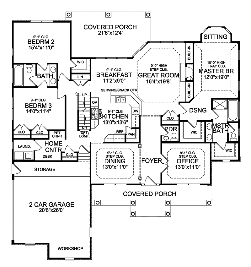 Craftsman House Plan First Floor - Sturbridge Hill Ranch Home 016D-0106 - Shop House Plans and More