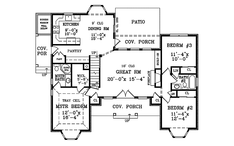 Southern House Plan First Floor - Woodburn Hill Ranch Home 016D-0112 - Shop House Plans and More
