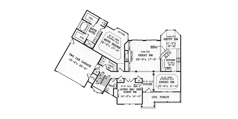 Traditional Home Plan First Floor 016D-0114