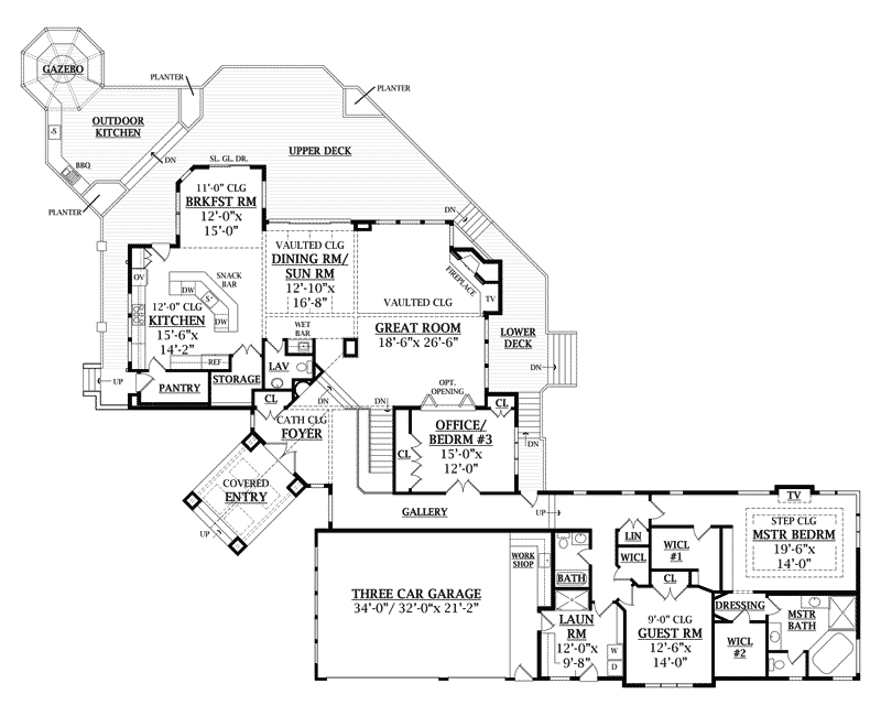 Craftsman House Plan First Floor - Miller Luxury Craftsman Home 016S-0001 - Shop House Plans and More