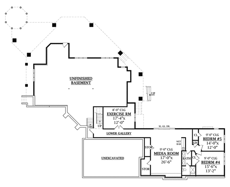 Craftsman House Plan Lower Level Floor - Miller Luxury Craftsman Home 016S-0001 - Shop House Plans and More