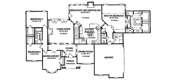 Southern Home Plan First Floor 019D-0039