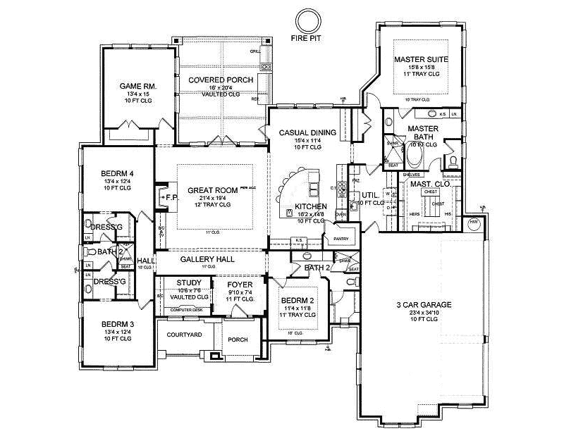 Traditional House Plan First Floor - 019D-0044 - Shop House Plans and More