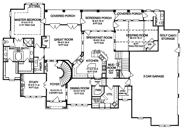 Country House Plan First Floor - Darby Hill European Style Home 019S-0003 - Search House Plans and More
