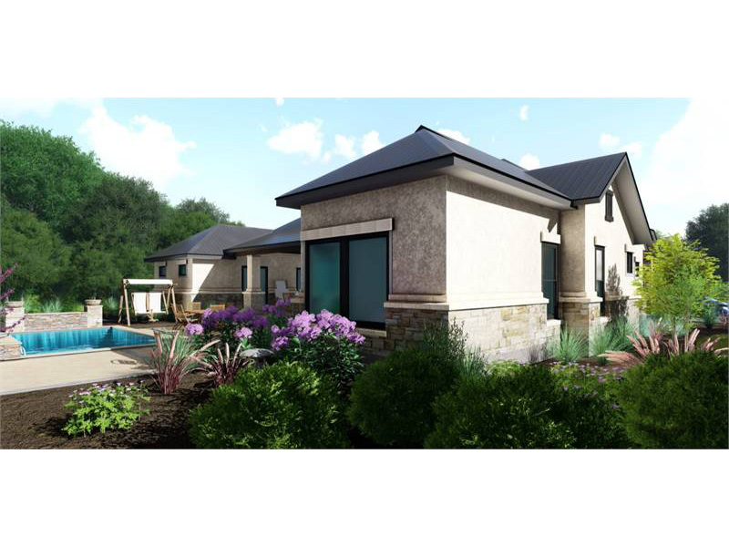 Modern House Plan Rear Photo 04 - Marbella Bay Luxury Ranch Home 019S-0004 - Shop House Plans and More