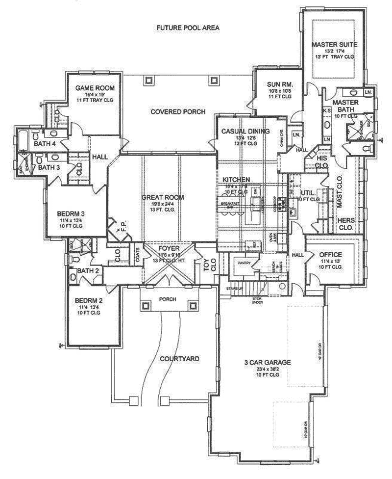 Sunbelt House Plan First Floor - 019S-0005 - Shop House Plans and More