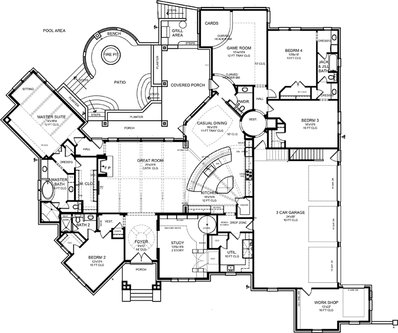 Mountain House Plan First Floor - 019S-0007 | House Plans and More