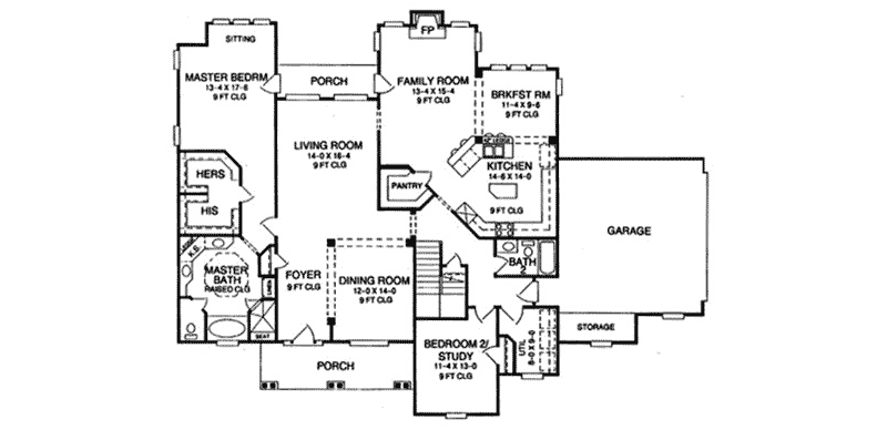 Colonial Home Plan First Floor 019S-0010