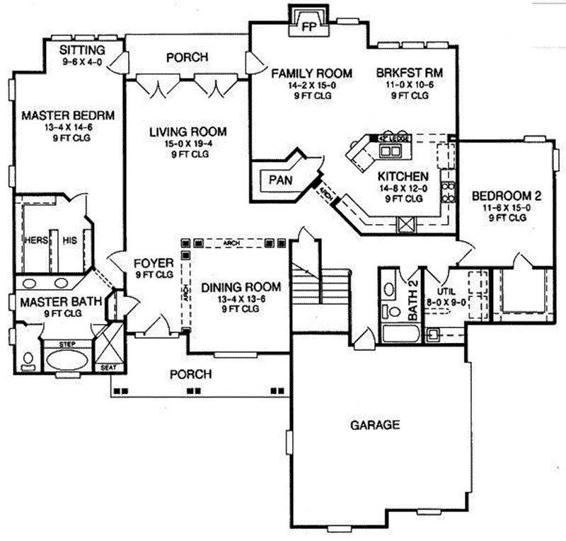 Colonial House Plan First Floor - 019S-0011 | House Plans and More