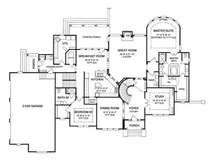 Country Home Plan First Floor 019S-0041