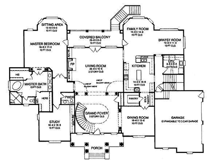 Colonial House Plan First Floor - 019S-0051 | House Plans and More