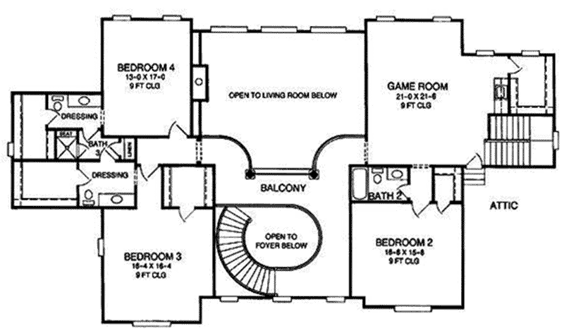 Colonial Home Plan Second Floor 019S-0051