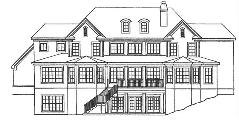 Colonial House Plan Rear Elevation - 019S-0051 | House Plans and More