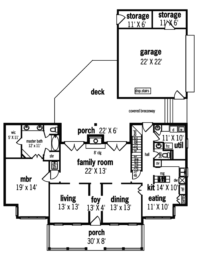 Southern Home Plan First Floor 020D-0033