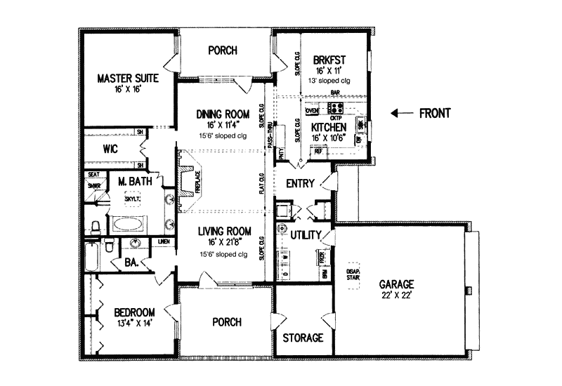 Oak Run Traditional Ranch Home Plan 020d-0190 - Shop House Plans And More